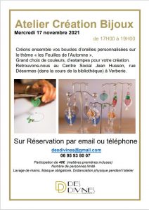 Atelier création bijoux @ Centre social Jean Husson (Bibliothèque)