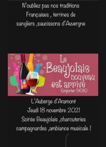 Soirée Beaujolais à l'auberge d'Aramont @ Auberge d'Aramont - Verberie