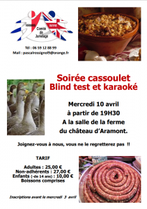 Soirée Cassoulet - Blind test et karaoké @ Salle de la ferme - Château d'Aramont